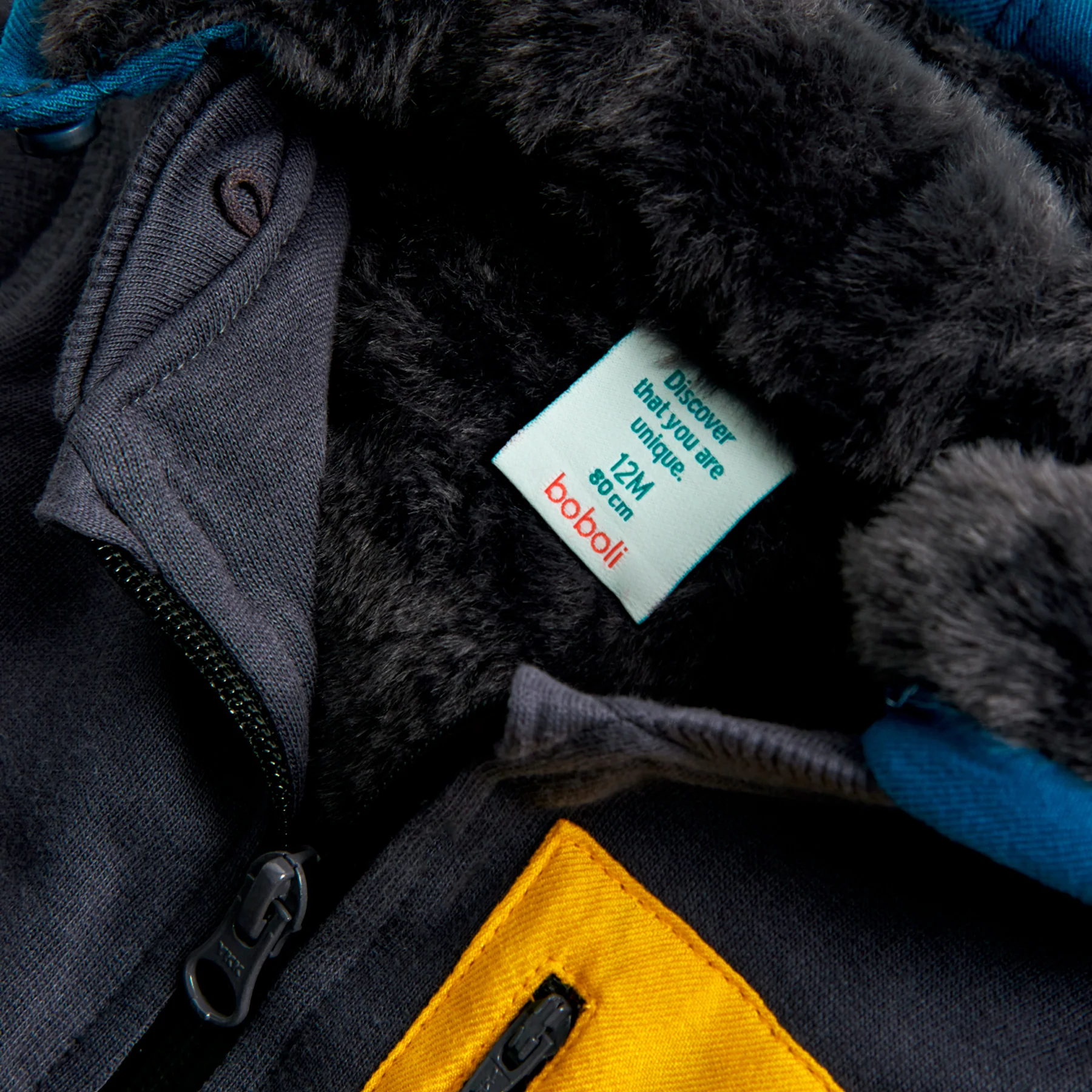 Hoodie Abrigado Boboli Just Enjoy Gris Oscuro - Imagen 2