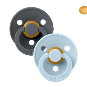 2 Chupetes BIBS Colour Simétrica Iron/Baby Blue