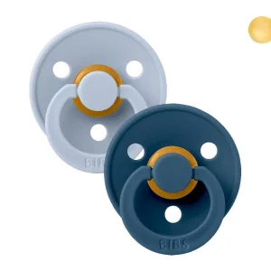 2 Chupetes BIBS Colour Round Dusty Blue/Steel Blue