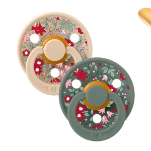 2 Chupetes BIBS Colour Anatómica Liberty Chamomile Lawn Vainilla/Pine Mix