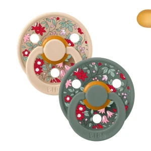 2 Chupetes BIBS Colour Simétrica Liberty Chamomile Lawn Vainilla/Pine