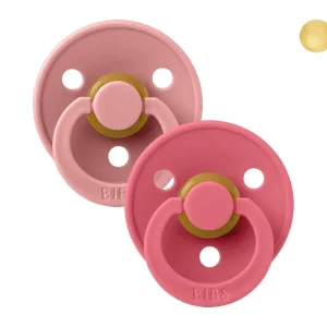 2 Chupetes BIBS Colour Round Dusty Pink/Coral