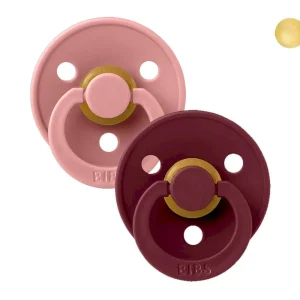 2 Chupetes BIBS Colour Round Dusty Pink/Elderberry