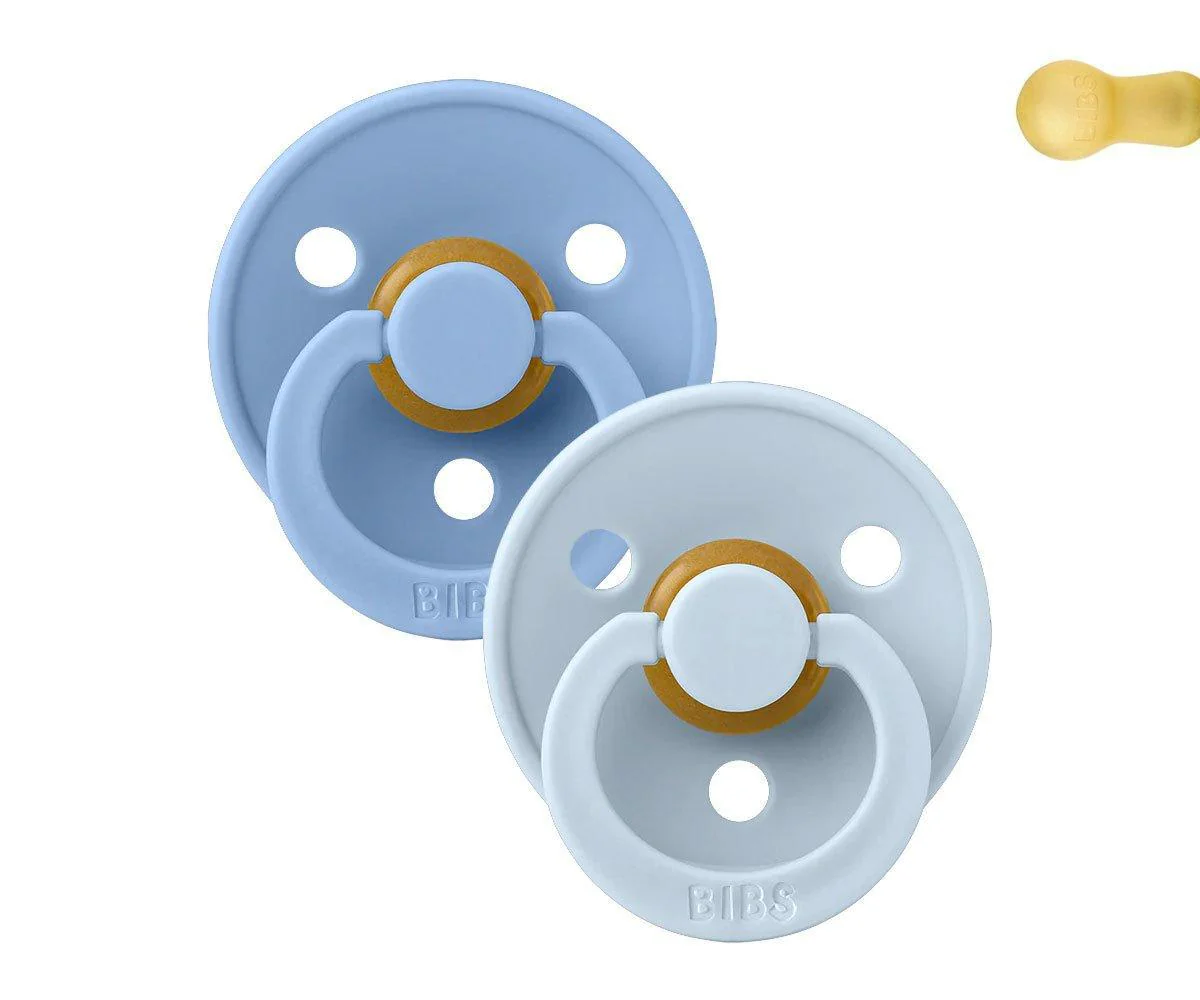 2 Chupetes BIBS Colour Round Sky Blue/Baby Blue