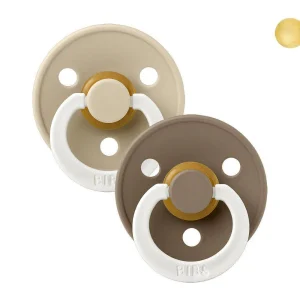 2 Chupetes Nocturnos BIBS Colour Round Vainilla/Dark Oak