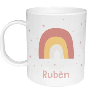 Taza de Plástico Personalizada Arcoíris Rosa