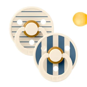 2 Chupetes BIBS Studio Colour Round Pin Ivory Steel Blue Mix