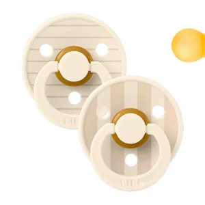 2 Chupetes BIBS Studio Colour Round Pin Ivory Vanilla Mix