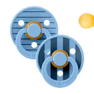 2 Chupetes BIBS Studio Colour Round Pin Sky Blue Mix