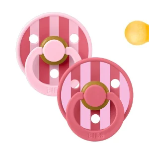 2 Chupetes BIBS Studio Colour Round Block Baby Pink Coral Mix