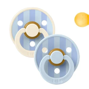2 Chupetes BIBS Studio Colour Round Block Baby Blue Dusty Blue Mix