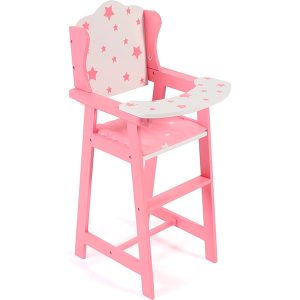 Trona de Madera para Muñecas Estrellas Rosa