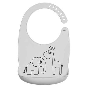 Babero Silicona Deer Friends Gris