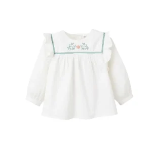 Blusa ML Zippy Flor Bordada Blanco